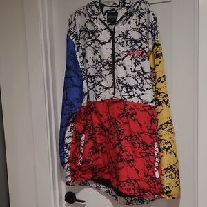 Encrypted Colorful Marble Print Windbreaker